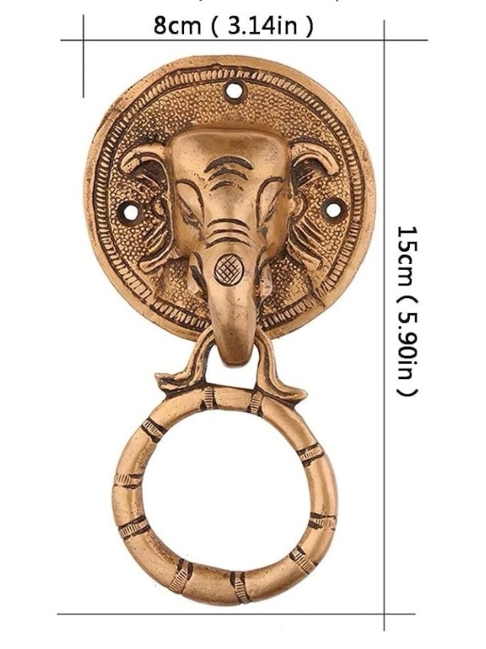 Bronze Elephant Head Wall Hook Ring - Decorative Home Accent